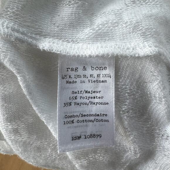 rag & bone Lace Henley Sz S 3/4 Sleeve Women's Delicate White Layering Top - Picture 11 of 14